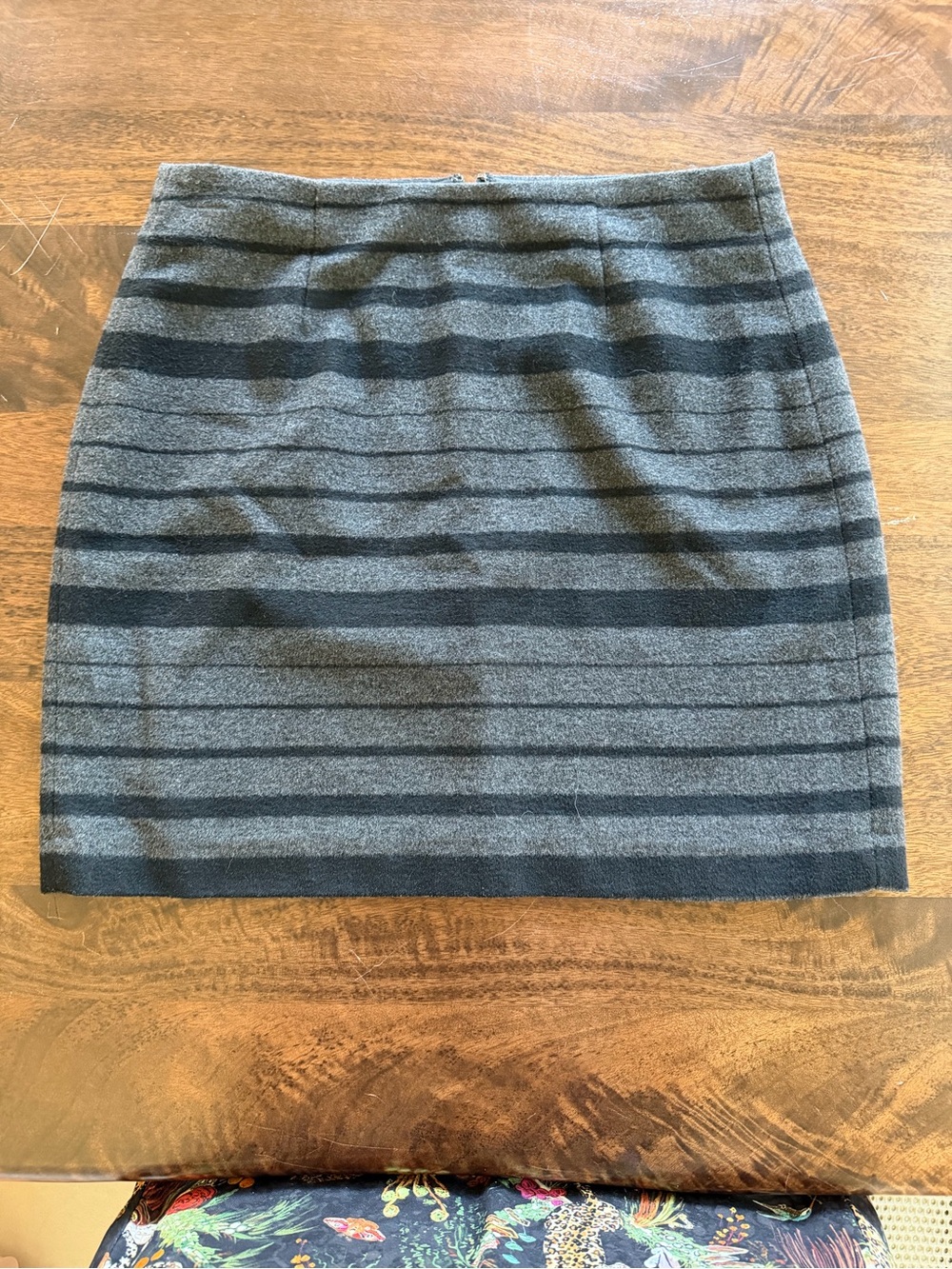 Banana Republic Black and Gray Striped Wool Blend Lined Mini Skirt